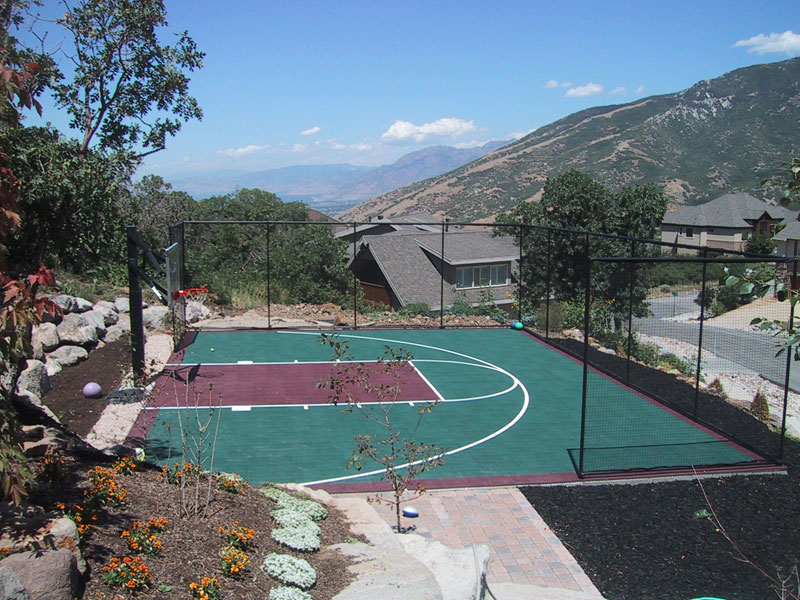 Gallery of backyard court and home gym installations featuring SnapSports